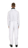 Back of white and black astronaut jumpsuit costume