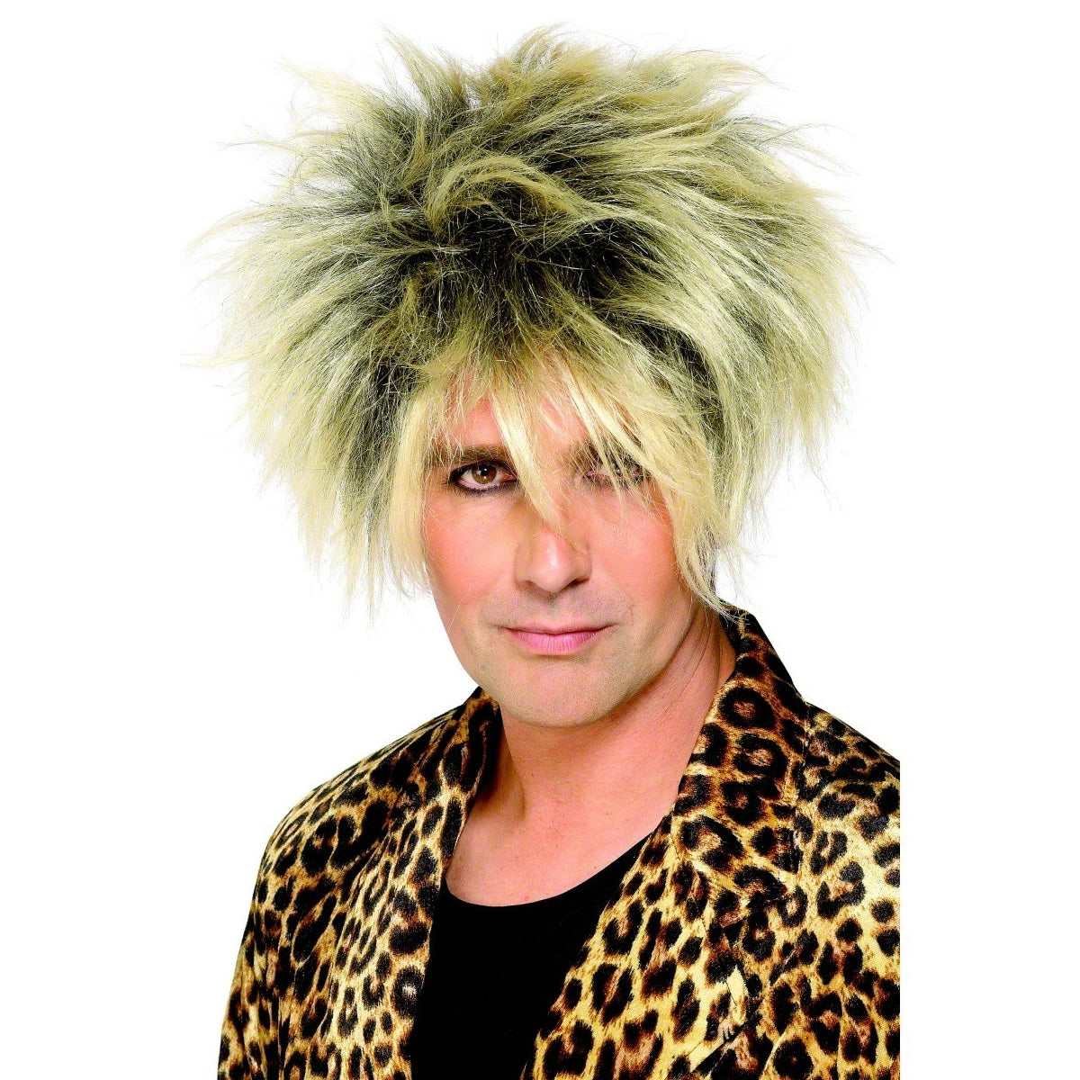 1980's wild boy wig blonde highlights with dark roots