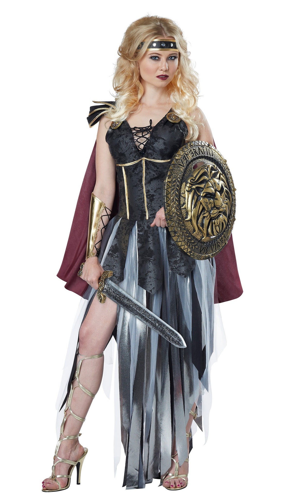 Roman gladiator dress with shorts, wrist cuffs and headband