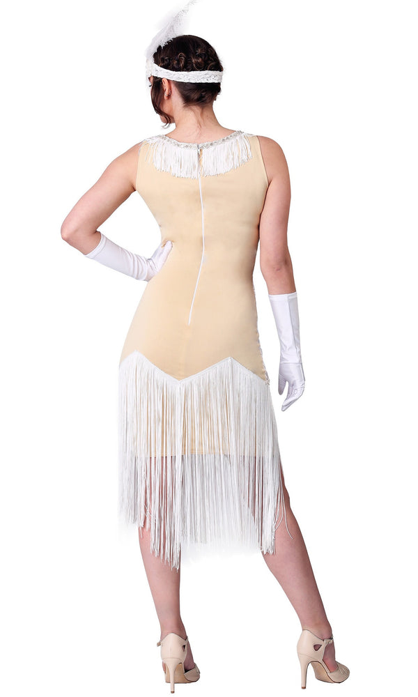 Back of 1920s flapper costume with headband and gloves