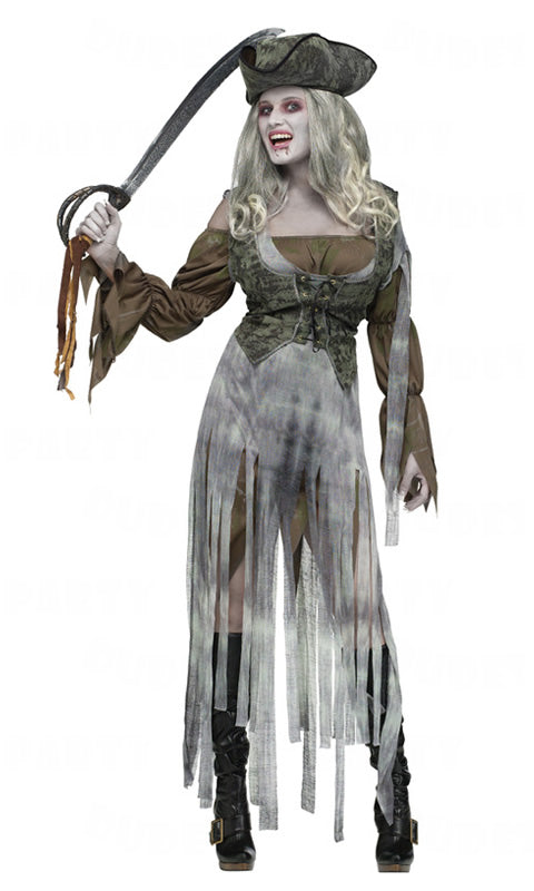 Woman's zombie pirate dress with hat